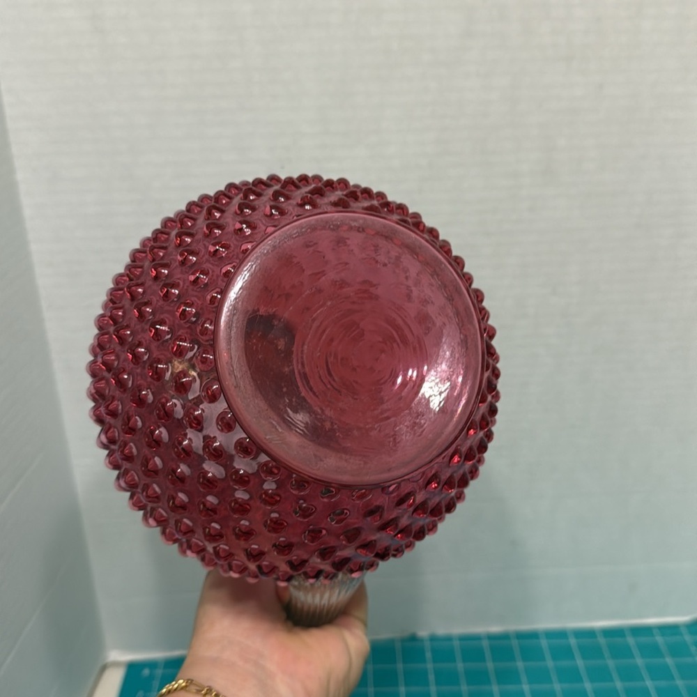 Fenton Pink / Cranberry Opalescent Hobnail Vintage Pitcher Art Glass Approx 8"H - Picture 10 of 10